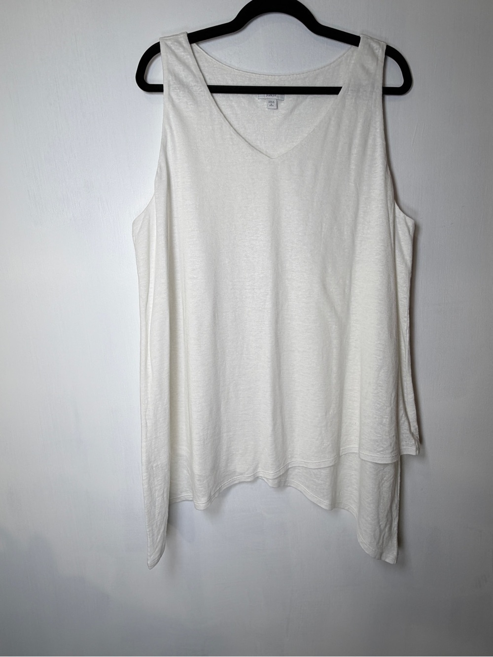 Pure Jill J. Jill Sleeveless V-Neck White Linen Rayon Blend Tank Top Sz XLP - Picture 2 of 11